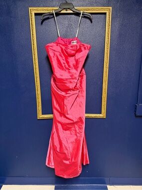 Victor Costa Hot Pink Strapless Satin Gown